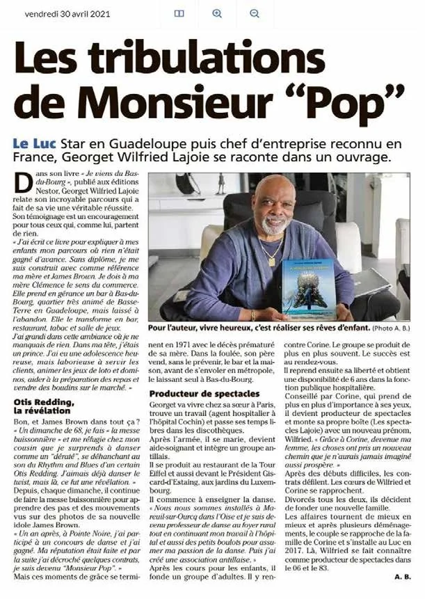 Georget Wilfried Lajoie présentant son livre Je viens du Bas-du-Bourg